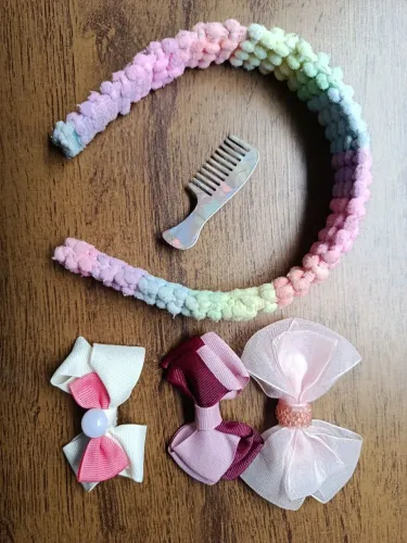 ? DESAPEGO Lote Infantil Tiara + 3 Laços + Pente Presilha Menina - CAMPO LIMPO ZS