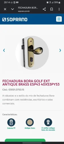 Fechadura Soprano Externa (Movel)
