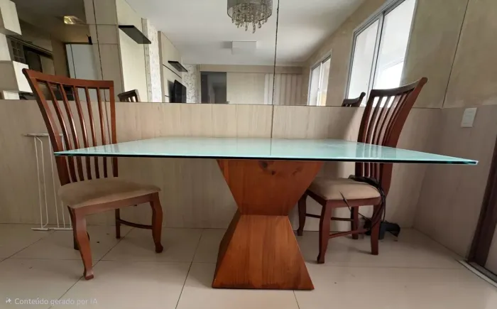 Mesa jantar 4 cadeiras em madeira maciça