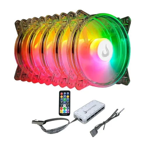 Kit 9 Fan Argb Rise Mode Crystal