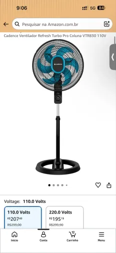Cadence Ventilador Refresh Turbo Pro Coluna VTR830 110V