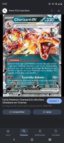Cartinha do Charizard EX