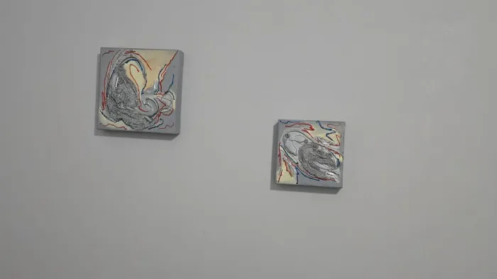 Dupla de quadros com detalhes colados