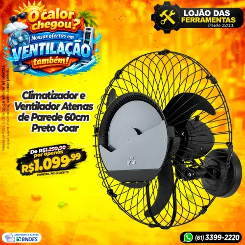 Climatizador e Ventilador Atenas de Parede 60cm Preto Goar