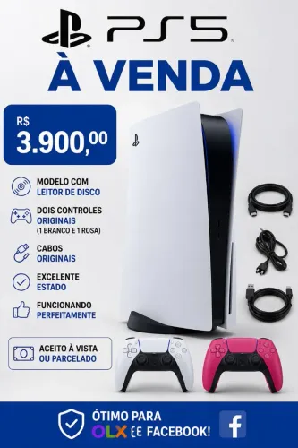 Ps5 midia física e digital com 2 cintroles seminovo !