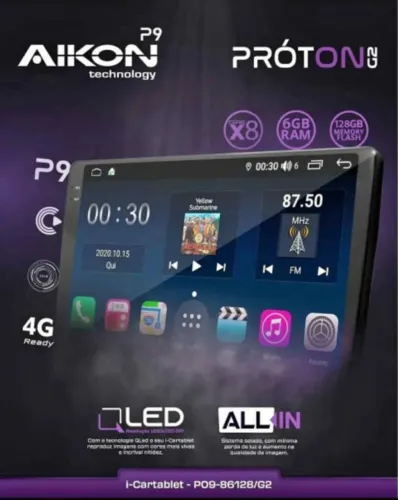 Kit Central Multimidia Proton G2 Universal Android 14 6gb 128gb Voz 