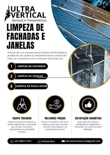 Serviços de Limpeza de Vidros e Fachadas de Prédios e Residências.