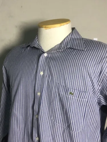 camisa lacoste listrada risca de giz azul 43 (veste g)