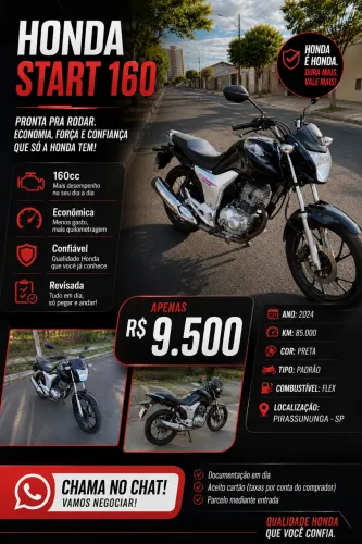 ? HONDA START 160 2024 ? R$ 9.500! ?