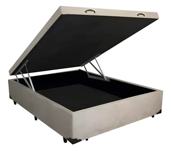 Cama Box Baú Casal Nova - Suede Cor Bege