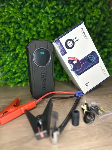 Auxiliar de Partida - Compressor de Ar Portátil Multifuncional - Carregador Celular.