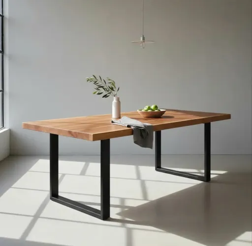 Mesa de Jantar Madeira Maciça + 2 Bancos Industriais (NOVOS)