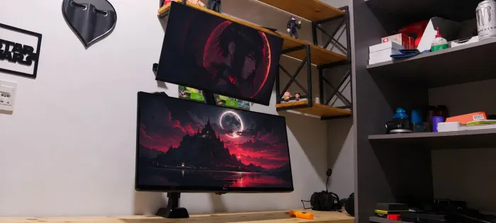 2 Monitores GAMER + Braço articulado