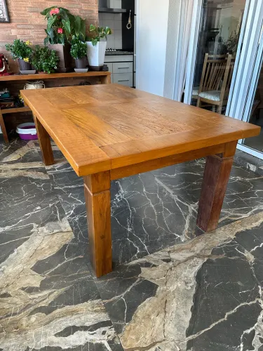 Mesa Rústica de Madeira de Demolição 2,00 x 1,00 m - Madeira Maciça