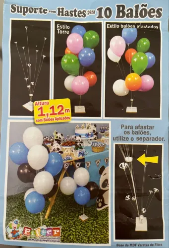Suporte com hastes para 10 balões