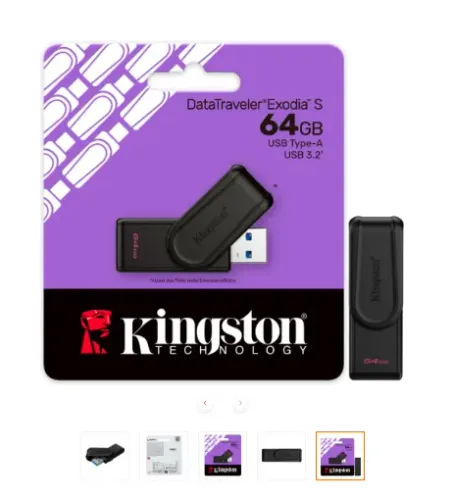 Pendrive Kingston Datatraveler Exodia S, 64gb, Usb 3.2