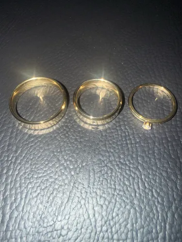 PAR DE ALIANÇA EM PRATA COM ANEL SOLITÁRIO PRATA 925 BANHADO A OURO 18k