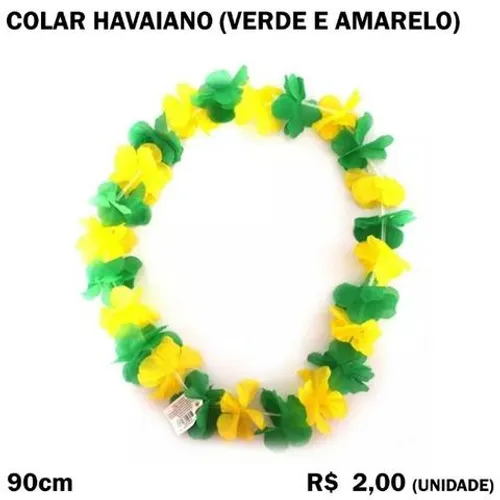 Cordão Havaiano Brasil Verde e Amarelo
