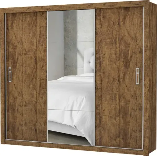 Guarda Roupa c/ Espelho 3 Portas de Correr 4 Gavetas Super Lindo Fazemos Novo