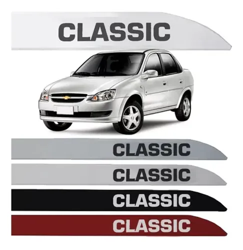 Friso Lateral Chevrolet Classic - C/ Nome - Preto / Cinza / Branco