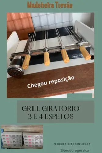 Grill giratório para 3 espetos 
