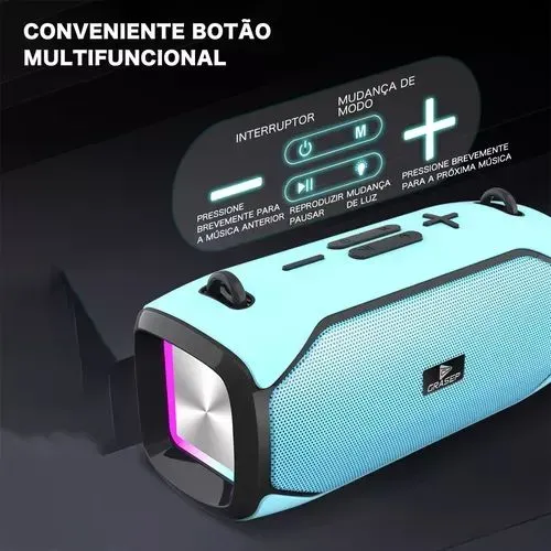 Caixa de Som Bluetooth Portátil com LED - Som Potente e Design Moderno