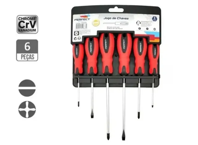 Jogo de Chaves - Fenda e Philips 6 Peças - Perfect Automotive 