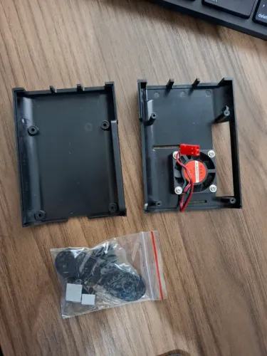 Case Plástico Raspberry Pi 4 + Cooler + Dissipadores