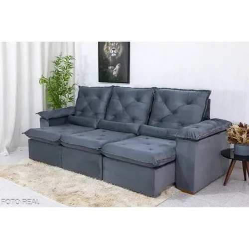 Sofá Retrátil Reclinável 2.70m Roma Molas Bonnel Soft rf65