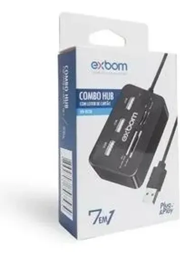 Combo Hub 7 em 1 com leitor de cartão+ USB UH-R230 EXBOM