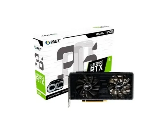 Placa de Video RTX 3060 Dual OC Palit NVIDIA GeForce 12GB GDDR6, RGB (Novo Lacrado)