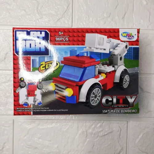 Bloco De Montar Veiculos Bombeiros Wb7713 96pçs 2em1 - Viatura De Bombeiro