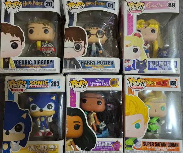 Funko Pop diversos - Gohan, Sonic, Harry Potter, Dragon Ball, Disney, Sailor Moon