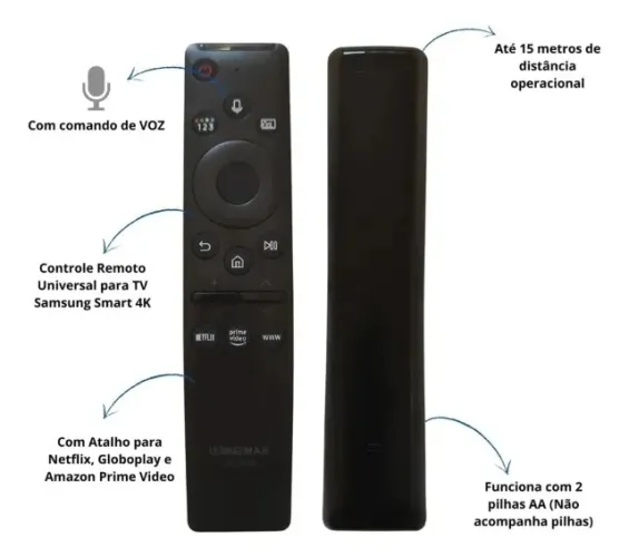 Controle Remoto Smart TV Samsung 4K - Comando de Voz e Navegação Fácil Em João Pessoa PB