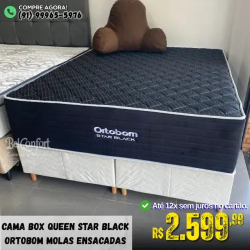 Cama Box Queen Star Black Ortobom Molas Ensacadas