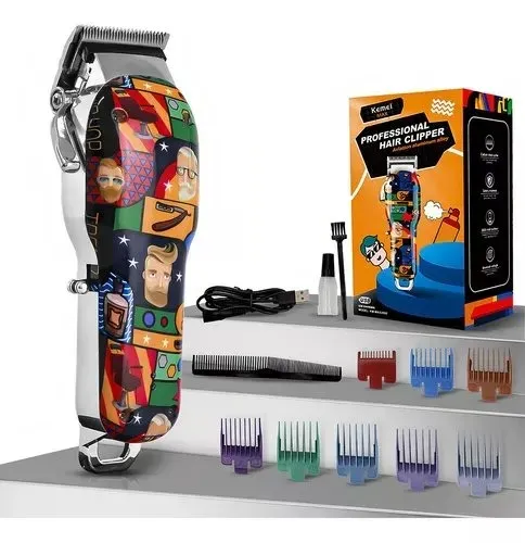 Maquina Cortar Cabelo Kemei Profissional Grafites Max-2092 Cor Estampada 110V/220V