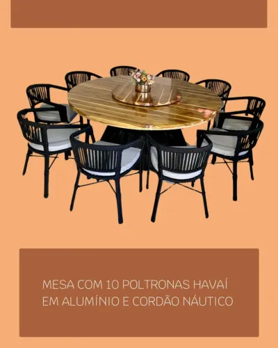Mesa Teca com Poltronas Havaí. Frete Grátis!!