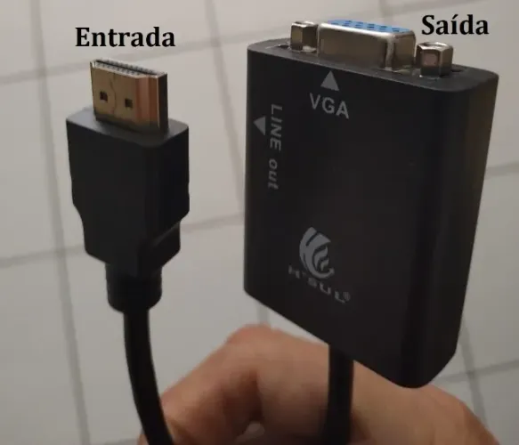 Cabo Conversor Adaptador Hdmi Para VGA Com Saída P2 Áudio - Testado