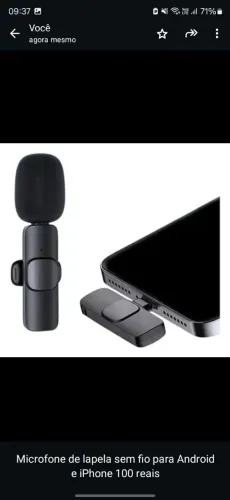 Microfone de Lapela Sem Fio para Android e iPhone