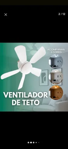 Ventilador de teto com luz duas cores