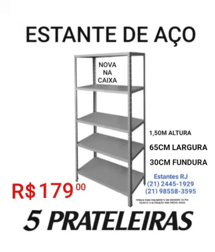 Estante de Aço 5 Prateleiras para Escritório e Comércio