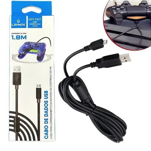 Cabo de Carregamento e Dados V8 Para PS4 1.80 Metros - Lehmox em São Luís ma 