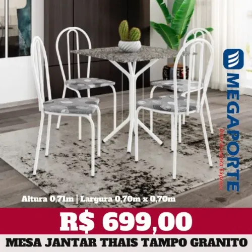 Mesa de Jantar 4 Cadeiras Tampo Granito (Novo) Entrega Grátis!