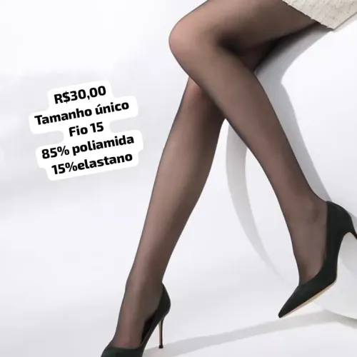 Meias-calças pretas fio 15 - R$30,00