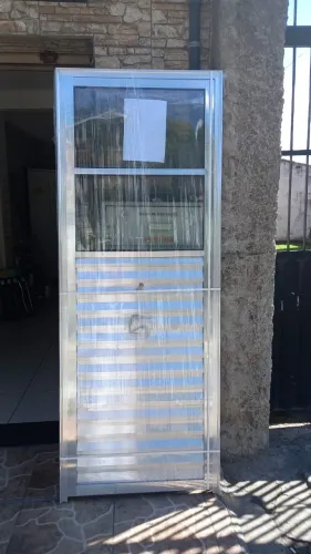PORTA C/VIDRO FIXO ALÚMINIO NATURAL 2.10X80