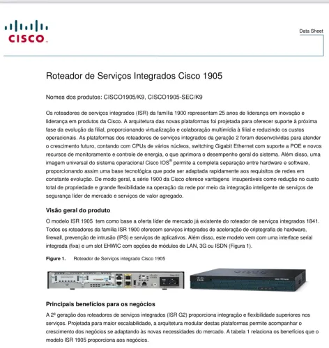 Roteador de Serviços Integrados Cisco 1905
