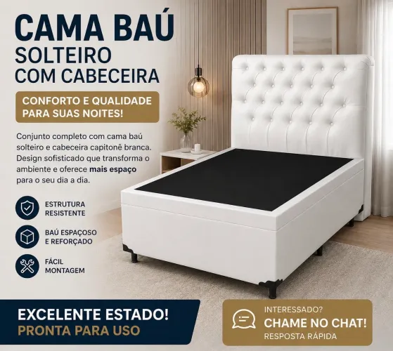 Vende-se uma cama baú solteiro mais cabeceira capitonê