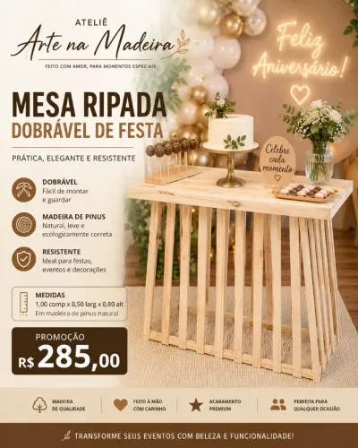 Mesa dobrável de festa