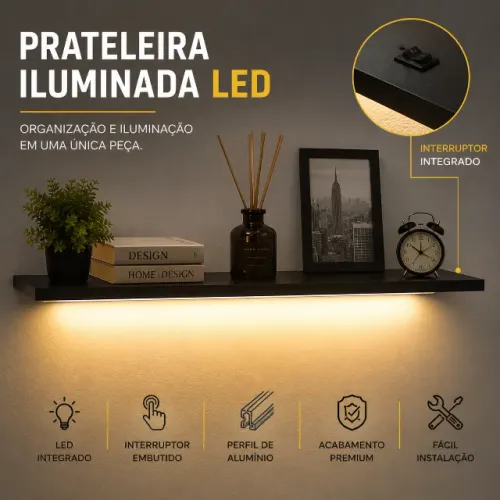 Prateleira com iluminação led