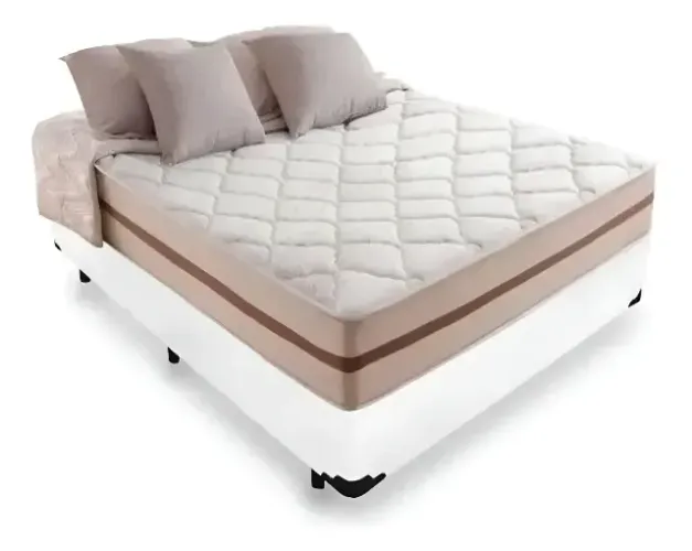 Cama Box Casal no Branco Completa com Colchão - Pronta Entrega